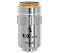 Bresser Planachromat 100x | Campo plano sin reenfoque, protección con resorte, alta resolución, apto para fotografía, aceite no incluido