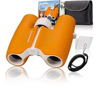 Bresser Prismáticos Infantiles 6x21 con Cuerpo de Goma Resistente y Enfoque de accionamiento Central, Incluye Funda para cinturón y Correa de Transporte, Color Naranja