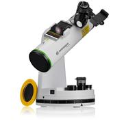 Bresser PushTo - Telescopio inteligente para Android y Windows, lente espejo 76 mm, focal 350 mm, Bluetooth, modelo de mesa con adaptador Smartphone