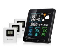 Bresser Quadro Individio - Estación meteorológica NV con 3 sensores exteriores, termohigrómetro integrado, 4 lecturas e historial de presión atmosférica y función despertador