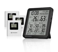 Bresser Quadro Individio S Termómetro higrómetro digital con 3 sensores | Medidor de temperatura y humedad, uso en interior y exterior, 4 zonas, nombres personalizados, memoria Min Max, alcance 80 m