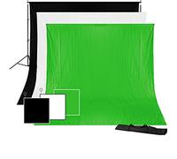 Bresser Sistema de Fondo 3 × 4 m con Telas Blanco Negro Verde Croma con Bolsa incluida