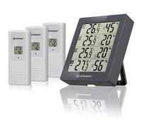 Bresser Temeo Hygro Quadro Estación meteorológica radiocontrolada con 3 sensores Exteriores para medir y controlar la Temperatura y la Humedad en 4 entornos al Mismo Tiempo, Gris
