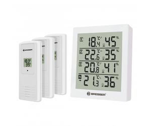Bresser Temeo Hygro Quadro Estación Termómetro e Higrómetro Blanco + 3 Sensores