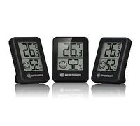 Bresser Temeo Termómetro, higrómetro, set de 3 higroindicadores para colocar de pie o en la pared con indicador de temperatura interior, negro