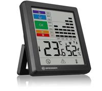 Bresser Termómetro higrómetro con alerta de moho, indicador de color, gestión del clima interior, mide temperatura y humedad, alarma de gripe/calor, historial gráfico de humedad, 95 x 85 x 21 mm