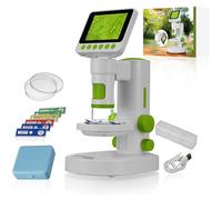 Bresser Youngster Microscopio para Niños Digital 11,4x-129,8X con Pantalla | Cámara, Pantalla de 3,5 pulgadas, Vídeo Full HD, Fotos de 8 MP, Portátil, Modo telescopio, Batería recargable, Accesorios