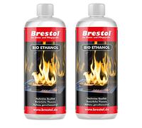 BRESTOL® Bioetanol para chimeneas y chimeneas de mesa, 2 x 1000 ml, sostenible y sin olor, máxima pureza con 99% de contenido de etanol, combustible respetuoso con el medio ambiente, combustible para