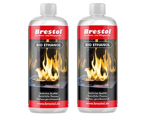 BRESTOL® Bioetanol para chimeneas y chimeneas de mesa, 2 x 1000 ml, sostenible y sin olor, máxima pureza con 99% de contenido de etanol, combustible respetuoso con el medio ambiente, combustible para