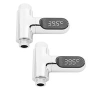 BRETALE 2X Pantalla LED TermóMetro de Ducha de Agua en el Hogar Monitor de Medidor de Temperatura de Agua de Electricidad de Flujo AutomáTico para el Cuidado del