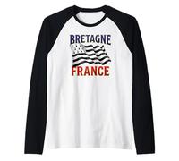 Bretaña Francia Ondeando Bandera Camiseta Manga Raglan