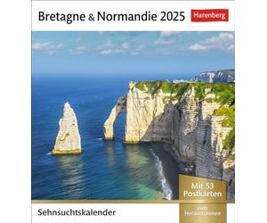 Bretaña & Normandía Calendario 2025 - Calendario semanal con 53 postales: 53 tarjetas postales en un calendario semanal con estilo navideño para colgar (calendario de anhelo Harenberg)