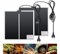 BREUAILY 2 alfombrillas calefactoras ajustables para terrario, con control termostato, lagarto, temperatura para anfibios, gecko, serpientes, arañas, barbas (14 W, 28 x 28 cm)