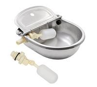 BREUAILY Bebedero Automatico Caballos con 2 Pcs 1/2" Válvula de Flotador Bebedero de Acero Inoxidable con Tapón de Drenaje Cuenco de Agua Automático para Ganado Caprino y Porcino
