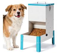 BREUAILY comedero automático para perros de gato, máquina automática de alimentación de mascotas de acero inoxidable para perros y gatos, alimentador de metal por gravedad con tapa y soporte para