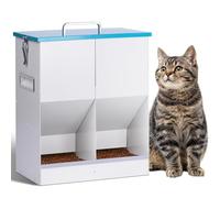 BREUAILY Comedero Gato Automatico 10L Dispensador Comida Gatos y Perros Dispensador de Alimentos para Gatos con Doble Tolva