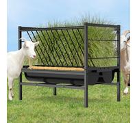 BREUAILY Gran Comedero de Heno para Caballos 2 en 1 Comedero de Heno y Granos/Sal Acero Galvanizado Porta Heno para Ovejas Dispensador de Pienso para Puestos y Corrales 107*65*90cm