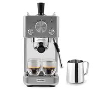 Breville Cafetera espresso Barista Slimline | Espumador de leche integrado | Cafetera compacta para capuchinoscafés latte y más | Bomba de 15 bar | Plata [VCF185X]