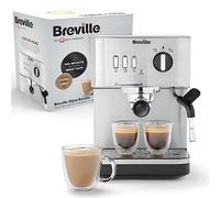 Breville Máquina de café espresso Bijou | Cafetera automática y manual, capuchino y latte | Bomba de 15 barras | Varita de vapor | Plata [VCF149]