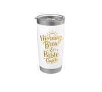 Brew de la mañana y la Biblia Verdad Cristiana Amante del Café Diseño Vaso térmico de acero inoxidable de doble pared