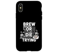 Brew Or Die Trying Funny Coffee Lover Barista Design Carcasa para iPhone X/XS