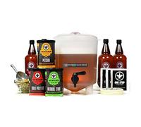 BrewDemon Kit de cerveza premium con botellas y recetas adicionales: el fermentador cónico elimina los sedimentos y hace cerveza casera de gran sabor, 1 galón. Recetas Pilsner, Stout e IPA