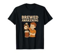 Brewed Awakening Bar Humor Cerveza Café Diseño Camiseta