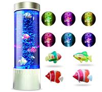 Brewish Mini lámpara LED de Escritorio con Burbujas para Peces, Relajante pecera con Burbujas y luz LED Que Cambia de Color, Tubos sensoriales calmantes y calmantes con Peces de gelatina flotantes,