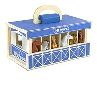 Breyer Granjas de Caballos, Juego de establo de Madera con 6 Caballos | Juego de 6 Piezas | 6 Caballos estables incluidos | 6" de Alto x 9" de Largo x 2,5" de Profundidad | Escala 1:32 | (Madera)