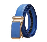 Breyhda Cinturón con hebilla automática dorada para hombres y mujeres, cinturones casuales universales de 3 cm de ancho, cinturones decorativos, accesorios de vestir,Azul,110cm