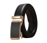 Breyhda Cinturón con hebilla automática dorada para hombres y mujeres, cinturones casuales universales de 3 cm de ancho, cinturones decorativos, accesorios de vestir,Negro,110cm