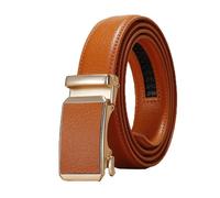 Breyhda Cinturón con hebilla automática dorada para hombres y mujeres, cinturones casuales universales de 3 cm de ancho, cinturones decorativos, accesorios de vestir,Naranja,110cm