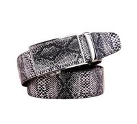 Breyhda Cinturón de Cuero con Estampado de Serpiente Cinturones con Hebilla Automática 3.5cm Ancho Cinturón Decorativo para Pantalones Accesorios de Ropa,Negro,125cm