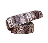 Breyhda Cinturón de Cuero con Estampado de Serpiente Cinturones con Hebilla Automática 3.5cm Ancho Cinturón Decorativo para Pantalones Accesorios de Ropa,Café,120cm
