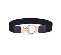 Breyhda Cinturón Elástico Delgado para Mujer para Vestidos Cinturones Decorativos con Hebilla Dorada para Accesorios de Ropa,Negro,85cm