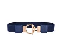 Breyhda Cinturón Elástico Delgado para Mujer para Vestidos Cinturones Decorativos con Hebilla Dorada para Accesorios de Ropa,Azul marino,75cm