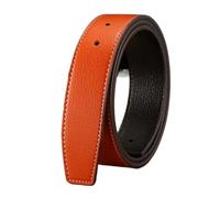 Breyhda Cinturones de cuero duraderos de repuesto con agujeros, cinturón decorativo sin hebilla para hombre de 3,7 cm de ancho, cinturón de cuero,Naranja,125x3.7cm