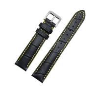 Breyhda Correa de cuero con costuras en contraste - 18 mm, negra con costuras rojas, hebilla de pasador para hombre,18mm