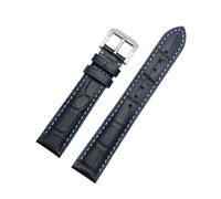 Breyhda Correa de cuero con costuras en contraste - 18 mm, negra con costuras rojas, hebilla de pasador para hombre,18mm