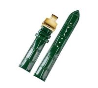 Breyhda Correa de cuero verde para reloj (18 mm, 20 mm y 22 mm) con cierre rápido.,22mm