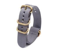 Breyhda Correa de reloj de lona de nailon de 18 mm, 20 mm, 22 mm y 24 mm: pulsera duradera con hebilla dorada, correa de repuesto universal.,Gris,24mm
