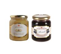 Brezzo Kit de degustación Miel de Millefiori 500 g y compota de fruta orgánica de arándanos 390 g