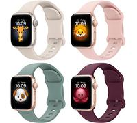 BRG Paquete de 4 correas para Apple Watch Series SE 7, 6, 5, 4, 3, 2, 1, 44 mm, 42 mm, 45 mm, Women and Me Sport Apple Watch, correa de silicona suave de repuesto para iWatch