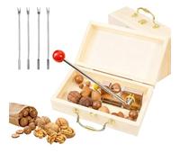 BRGD Cascanueces Nueces de Nogal Tamaño Ajustable, Clip De Nogal con Caja de Regalo de Madera para Avellanas, Nueces de Brasil, Almendras, Nueces