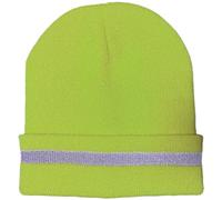 Briaatt Gorros de Punto con Rayas Reflectantes Unisex Gorros Luminosos para Exteriores Ciclismo Esquí Gorros CáLidos Mujeres Hombres, Amarillo Fluorescente
