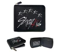 BRIACICELL Cartera Stray Kids Negra Unisex - SKZ Cuero PU, Skzoo Billetera, Regalos para Fans del k-Pop, Merch KPOP Stay fácil de Llevar, Carterita Portátil para Colegio Trabajo Viajes