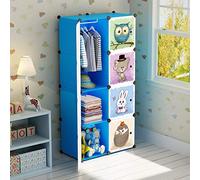 BRIAN & DANY Armario de ropa de dibujos animados, organizador modular de almacenamiento, resistente y seguro para niños, 6 cubos y 1 sección para colgar, cubos más profundos de lo normal (45 cm frente