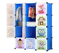 BRIAN & DANY Armario Modular Infantil de Puertas con Motivos de Animales Estanterías por Módulos Armario de Almacenaje, Rosado, 110 x 47 x 147 cm