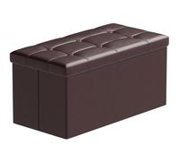 BRIAN & DANY Banco otomano plegable de piel sintética de 30 l, baúl de almacenamiento, perfecto para juguetes y zapatos, reposapiés, mesa de café, banco plegable con funda (marrón)