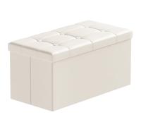 BRIAN & DANY Baúl Puff Taburete para almacenaje Plegable Ottoman, Beige, 76 x 38 x 38 cm
